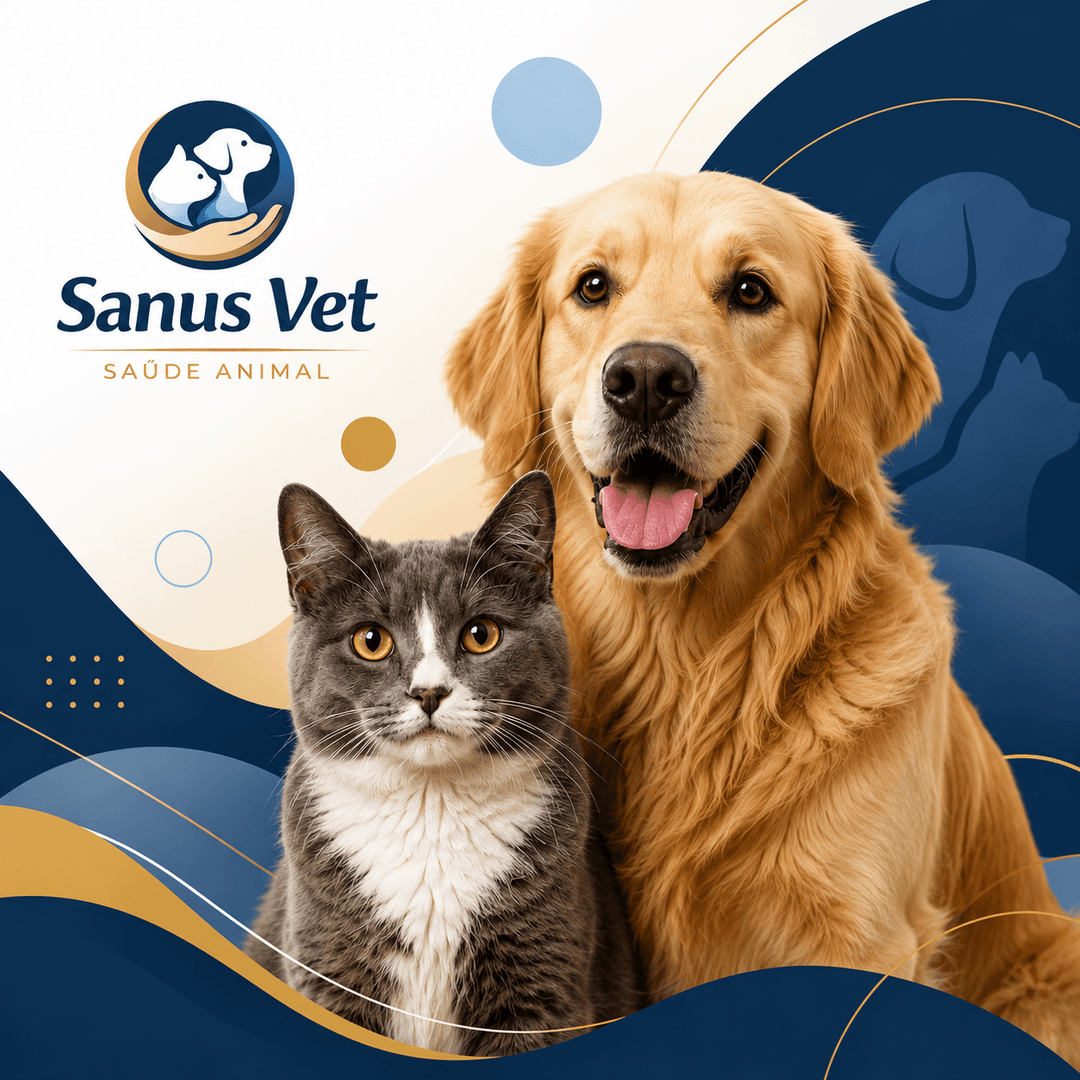 Ilustração com cachorro e gato em destaque